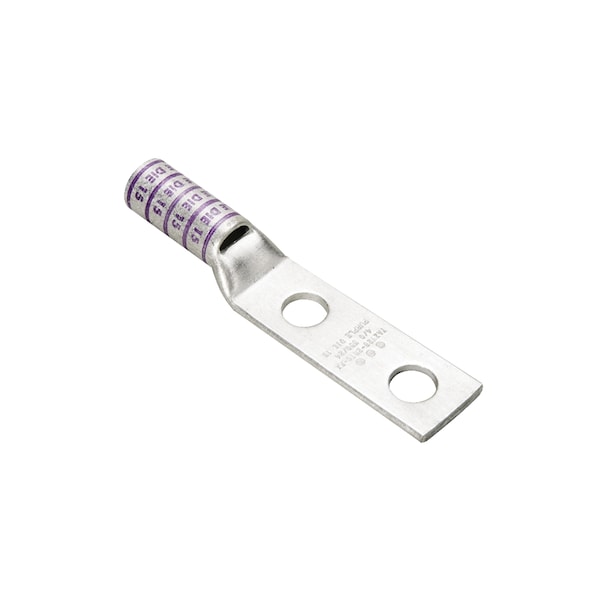 Burndy 2 HOLE COMPR LUG LONG BRL, 2 AWG 1/4 BOLT 5/8 CENTER YAZ2C2TC14